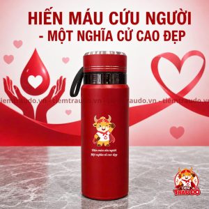 Bình Giữ Nhiệt Trâu Đỏ 800ml - Quà Tặng Hiến Máu
